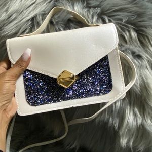 Cream and glitter mini crossbody bag
